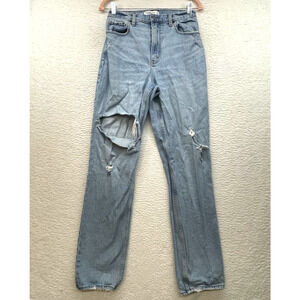 Abercrombie Fitch Jeans Womens 8 Long Blue 90s Straight Ultra High Rise Thrashed